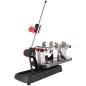 Preview: Gamma Momentum 6 Plus stringing machine – angled rear-right view with tension arm, V-mount supports and lever tension system
