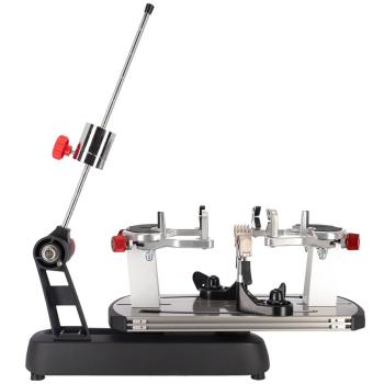 Right side view of the Gamma Momentum 6 Plus stringing machine with 6-point V-mount frame fixation and lever-based tension system