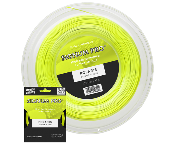 Signum Pro Polaris Tennissaite in Gelb als 200-m-Rolle und 12,2-m-Set